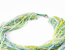 Load image into Gallery viewer, VINTAGE IRIDESCENT GREEN SEED BEADS MULTI-STRANDS TORSADE NECKLACE