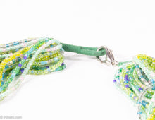 Load image into Gallery viewer, VINTAGE IRIDESCENT GREEN SEED BEADS MULTI-STRANDS TORSADE NECKLACE