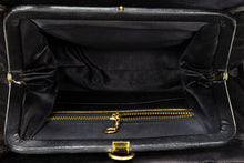 Load image into Gallery viewer, VINTAGE LEWIS DOUBLED HANDLES BLACK CUT VELVET SATIN LINED EVENING BAG