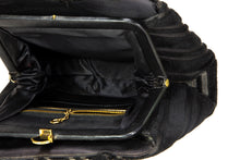 Load image into Gallery viewer, VINTAGE LEWIS DOUBLED HANDLES BLACK CUT VELVET SATIN LINED EVENING BAG
