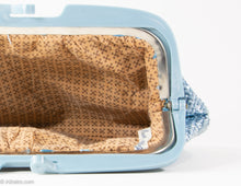 Load image into Gallery viewer, VINTAGE WOVEN BLUE WITH PLASTIC FRAME CLUTCH/ BAG - MADE IN ITALY