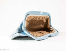 Load image into Gallery viewer, VINTAGE WOVEN BLUE WITH PLASTIC FRAME CLUTCH/ BAG - MADE IN ITALY