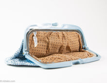 Load image into Gallery viewer, VINTAGE WOVEN BLUE WITH PLASTIC FRAME CLUTCH/ BAG - MADE IN ITALY
