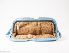 Load image into Gallery viewer, VINTAGE WOVEN BLUE WITH PLASTIC FRAME CLUTCH/ BAG - MADE IN ITALY