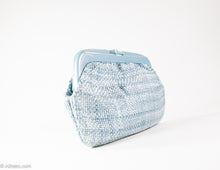 Load image into Gallery viewer, VINTAGE WOVEN BLUE WITH PLASTIC FRAME CLUTCH/ BAG - MADE IN ITALY