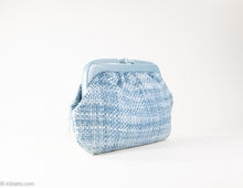 Load image into Gallery viewer, VINTAGE WOVEN BLUE WITH PLASTIC FRAME CLUTCH/ BAG - MADE IN ITALY