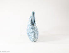Load image into Gallery viewer, VINTAGE WOVEN BLUE WITH PLASTIC FRAME CLUTCH/ BAG - MADE IN ITALY