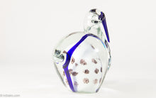 Load image into Gallery viewer, VINTAGE MURANO? ART GLASS BLUE AND WHITE LONG BEAK BIRD WITH BROWN MOTTLED CIRCLES BODY SCULPTURE/ PAPERWEIGHT