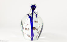 Load image into Gallery viewer, VINTAGE MURANO? ART GLASS BLUE AND WHITE LONG BEAK BIRD WITH BROWN MOTTLED CIRCLES BODY SCULPTURE/ PAPERWEIGHT