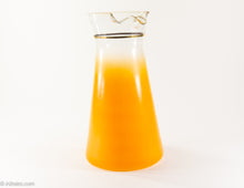 Load image into Gallery viewer, VINTAGE BLOWN GLASS ORANGE FLASH PITCHER WITH SIX GLASSES | 7 PIECE SET