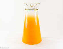 Load image into Gallery viewer, VINTAGE BLOWN GLASS ORANGE FLASH PITCHER WITH SIX GLASSES | 7 PIECE SET