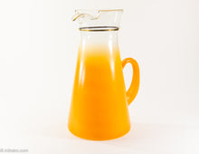 Load image into Gallery viewer, VINTAGE BLOWN GLASS ORANGE FLASH PITCHER WITH SIX GLASSES | 7 PIECE SET