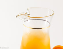 Load image into Gallery viewer, VINTAGE BLOWN GLASS ORANGE FLASH PITCHER WITH SIX GLASSES | 7 PIECE SET