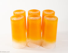 Load image into Gallery viewer, VINTAGE BLOWN GLASS ORANGE FLASH PITCHER WITH SIX GLASSES | 7 PIECE SET