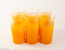 Load image into Gallery viewer, VINTAGE BLOWN GLASS ORANGE FLASH PITCHER WITH SIX GLASSES | 7 PIECE SET