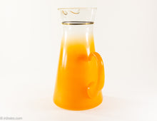 Load image into Gallery viewer, VINTAGE BLOWN GLASS ORANGE FLASH PITCHER WITH SIX GLASSES | 7 PIECE SET
