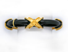 Load image into Gallery viewer, VINTAGE DESIGNER PAULINE RADER BLACK ENAMEL HINGED CLAMPER/BANGLE BRACELET
