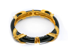 Load image into Gallery viewer, VINTAGE DESIGNER PAULINE RADER BLACK ENAMEL HINGED CLAMPER/BANGLE BRACELET
