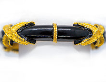 Load image into Gallery viewer, VINTAGE DESIGNER PAULINE RADER BLACK ENAMEL HINGED CLAMPER/BANGLE BRACELET