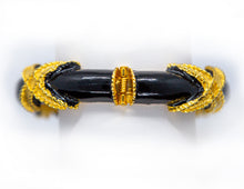 Load image into Gallery viewer, VINTAGE DESIGNER PAULINE RADER BLACK ENAMEL HINGED CLAMPER/BANGLE BRACELET