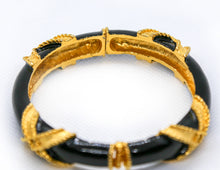 Load image into Gallery viewer, VINTAGE DESIGNER PAULINE RADER BLACK ENAMEL HINGED CLAMPER/BANGLE BRACELET