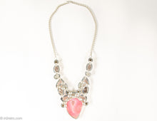 Load image into Gallery viewer, VINTAGE GENUINE SEMI-PRECIOUS SILVERTONE ROSE QUARTZ, PEARL, AGATE, MOONSTONE, DRUZY NECKLACE/ NEW OLD STOCK