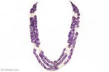 Load image into Gallery viewer, VINTAGE GENUINE AMETHYST AND FRESHWATER PEARL BEADS MULTI STRAND NECKLACE CHOKER
