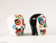 Load image into Gallery viewer, CERAMIC DAY OF THE DEAD/ DIA DE LOS MUERTOS SKULL COUPLE SALT AND PEPPER SHAKERS