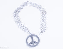 Load image into Gallery viewer, VINTAGE MEN&#39;S SWANK SILVERTONE METAL PEACE SIGN MEDALLION/ PENDANT ON CHAIN NECKLACE - 1960s

