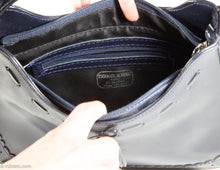 Load image into Gallery viewer, VINTAGE TIFFANY & FRED DARK BLUE LEATHER AND PATENT ACCENTS HANDBAG - MADE IN FRANCE