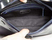 Load image into Gallery viewer, VINTAGE TIFFANY & FRED DARK BLUE LEATHER AND PATENT ACCENTS HANDBAG - MADE IN FRANCE