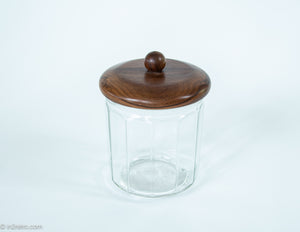 VINTAGE WALNUT WOOD 8-PIPE COLLECTIBLE DISPLAY STAND WITH WOLVERINE GLASS HUMIDOR/JAR