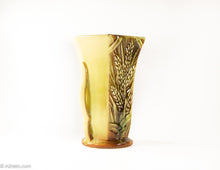 Load image into Gallery viewer, VINTAGE YELLOW DOUBLE HANDLED MCCOY VASE WITH WHEAT PATTERN
