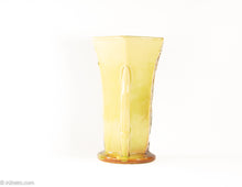 Load image into Gallery viewer, VINTAGE YELLOW DOUBLE HANDLED MCCOY VASE WITH WHEAT PATTERN