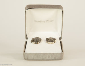 STERLING SILVER AND MARCASITE FLOWER POST EARRINGS