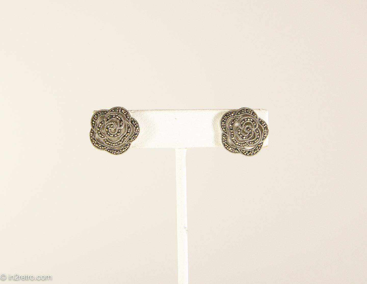 STERLING SILVER AND MARCASITE FLOWER POST EARRINGS