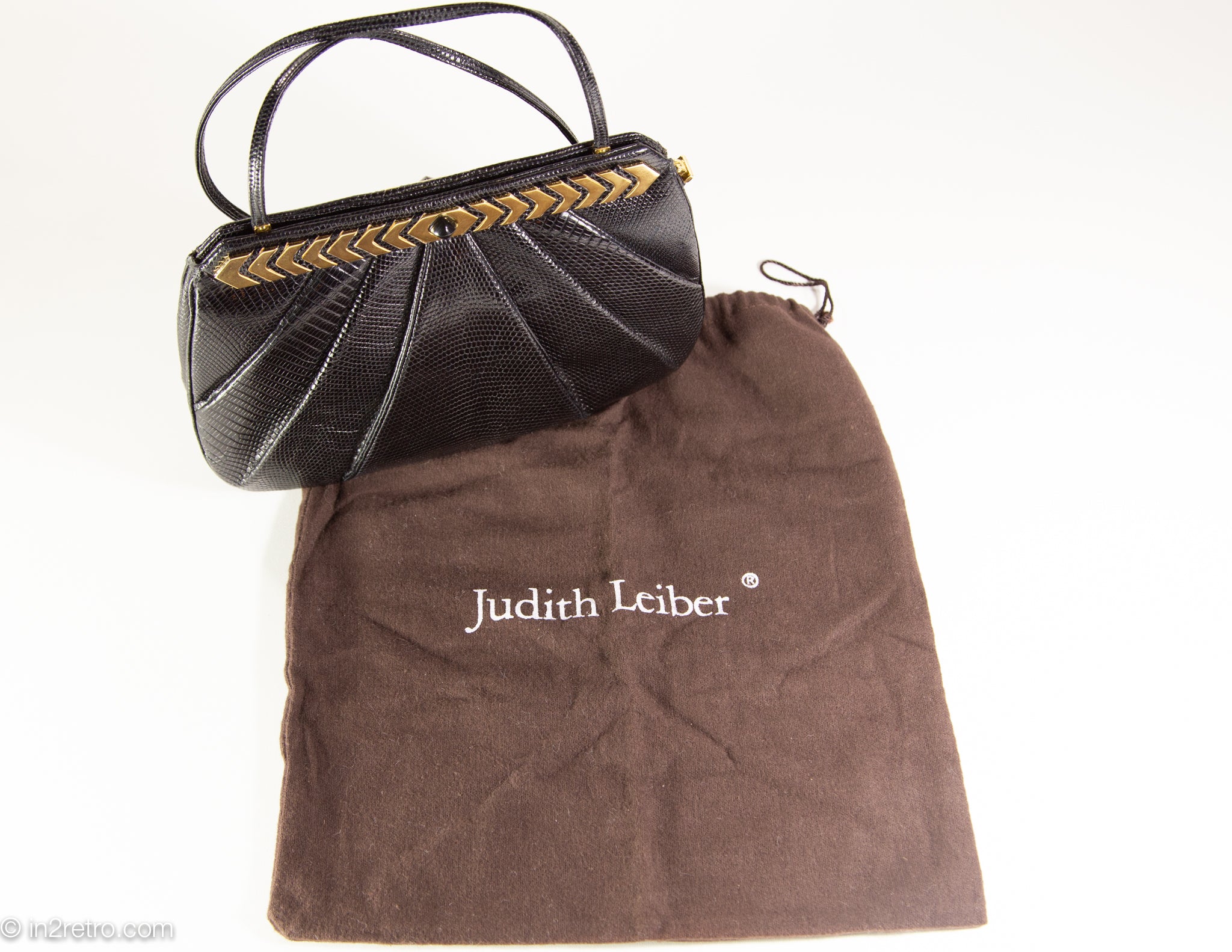 Judith Leiber Lizard Bow Front Clutch