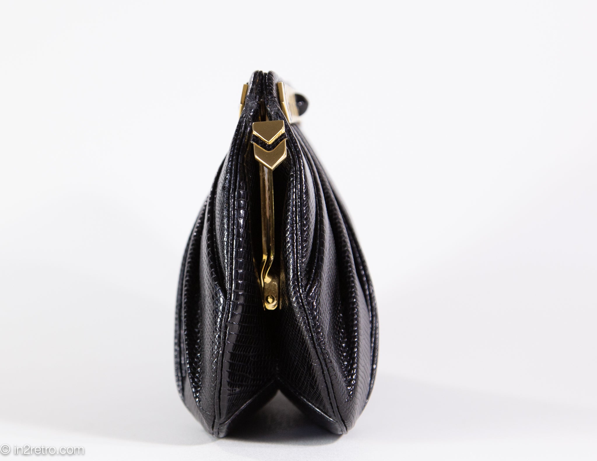 Judith Leiber Vintage Black Patent Leather Clutch Handbag With Owl