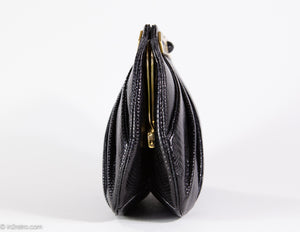 VINTAGE AUTHENTIC JUDITH LEIBER BLACK DECO INSPIRED KARUNG REPTILE SHOULDER/CLUTCH BAG - NEW WITH ORIGINAL ACCESSORIES