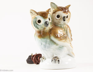 VINTAGE PORCELAIN TWO WISE OWL BIRDS /SCENTED OIL DIFFUSER/PERFUME LAMP/NIGHT LIGHT