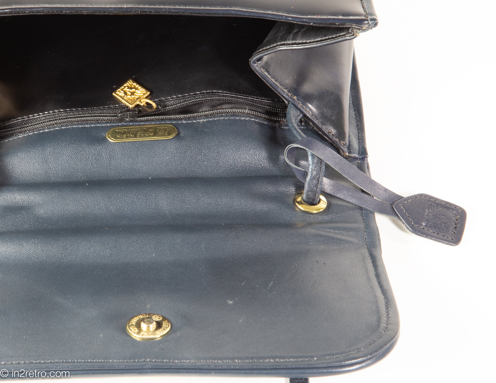 Classic Vintage Anne Klein Black Embossed Cloth Bag With the 