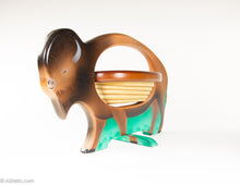 Load image into Gallery viewer, HAND CARVED HAND PAINTED BUFFALO/BISON ARTISAN BOWL WOODEN COLLAPSIBLE SPIRAL SCROLL SAW BASKET/BOWL
