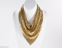 Load image into Gallery viewer, VINTAGE WHITING and DAVIS GOLDTONE METAL MESH BIB NECKLACE/ 1970s - 1980s
