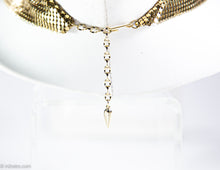 Load image into Gallery viewer, VINTAGE WHITING and DAVIS GOLDTONE METAL MESH BIB NECKLACE/ 1970s - 1980s
