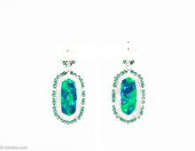 Load image into Gallery viewer, VINTAGE GREEN/BLUE MARBELIZED RESIN BEADED FRAME POST EARRINGS
