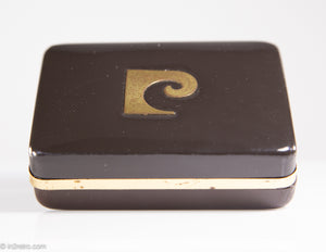 VINTAGE ICONIC PIERRE CARDIN DESIGNER GOLDTONE LOGO CUFFLINKS/ ORIGINAL BOX - 1960s