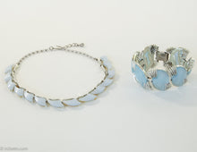 Load image into Gallery viewer, VINTAGE CORO BLUE MOONGLOW THERMOSET NECKLACE AND BRACELET SET/ 1950s
