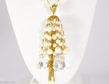 Load image into Gallery viewer, VINTAGE PEARL AND CRYSTAL PENDANT TASSEL NECKLACE
