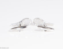 Load image into Gallery viewer, VINTAGE HURRAY SPORTS SILVERTONE TENNIS RACKET CUFFLINKS/ NEW IN BOX
