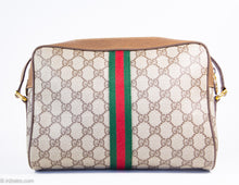 Load image into Gallery viewer, VINTAGE ICONIC AUTHENTIC GUCCI RED/GREEN RIBBON TAN LEATHER SHOULDER CROSSBODY BAG
